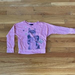 Long sleeve tee with cat and sparkles
